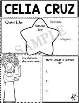 Preview of Graphic Organizer :  Celia Cruz (English & Spanish)