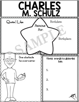 Preview of Graphic Organizer : Charles M. Schulz - World Leaders and Cultural Icons