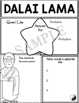 Preview of Graphic Organizer : Dalai Lama - World Leaders and Cultural Icons