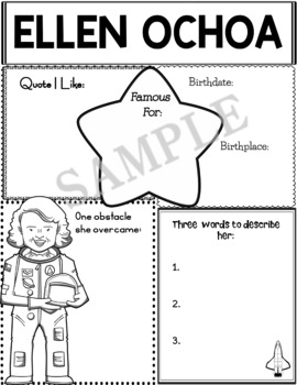 Preview of Graphic Organizer :  Ellen Ochoa (English & Spanish)