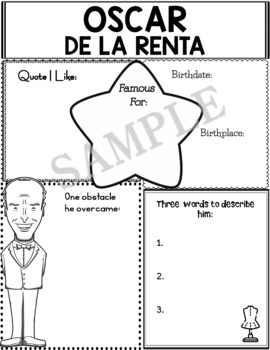 Preview of Graphic Organizer : (English & Spanish) : Oscar De La Renta