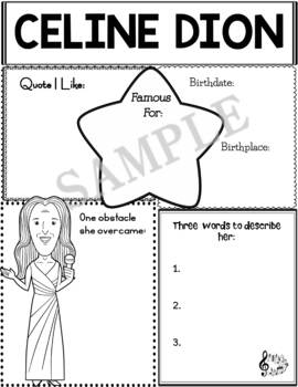 Preview of Graphic Organizer : Famous Canadians : Celine Dion