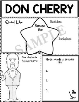 Preview of Graphic Organizer : Famous Canadians : Don Cherry