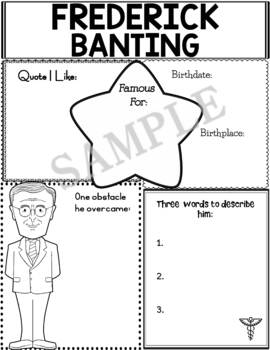Preview of Graphic Organizer : Famous Canadians : Frederick Banting