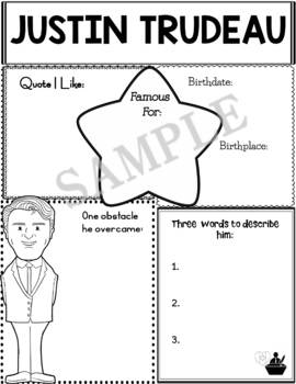 Preview of Graphic Organizer : Famous Canadians : Justin Trudeau