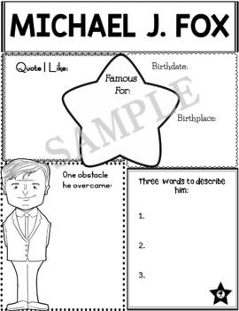 Preview of Graphic Organizer : Famous Canadians : Michael J. Fox