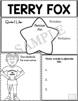 Preview of Graphic Organizer : Famous Canadians : Terry Fox