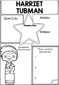 Preview of Graphic Organizer : Harriet Tubman