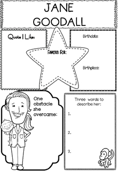 Preview of Graphic Organizer : Jane Goodall