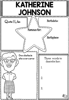Preview of Graphic Organizer : Katherine Johnson - Inspiring African American Figures