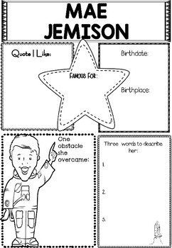 Preview of Graphic Organizer : Mae Jemison