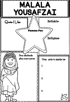Preview of Graphic Organizer : Malala Yousafzai