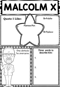 Preview of Graphic Organizer : Malcolm X - Inspiring African American Figures