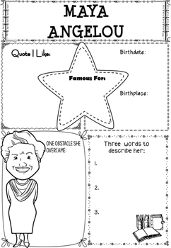 Preview of Graphic Organizer : Maya Angelou