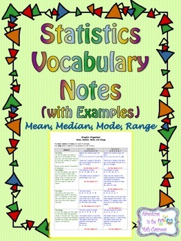 Preview of Statistics Vocabulary Notes - Mean, Median, Mode, Range