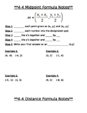 Graphic Organizer Midpoint and Distance Formula