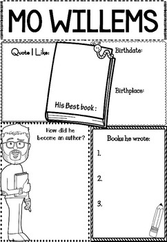 Preview of Graphic Organizer Set : Mo Willems : Awesome Authors