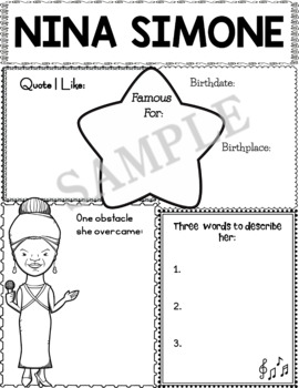 Preview of Graphic Organizer : Nina Simone - African American Black Women Leaders
