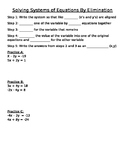 Graphic Organizer/Notes for Solving Systems by Elimination