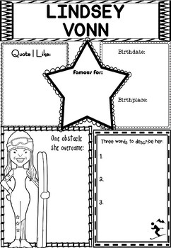 Preview of Graphic Organizer : Pro Athletes: Lindsey Vonn