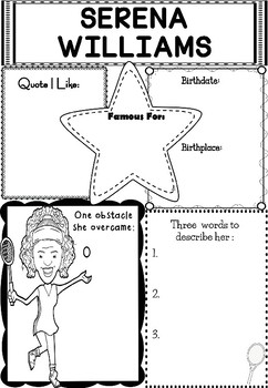 Preview of Graphic Organizer : Pro Athletes: Serena Williams
