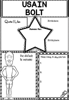 Preview of Graphic Organizer : Pro Athletes: Usain Bolt