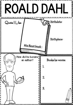Preview of Graphic Organizer Set : Roald Dahl : Awesome Authors