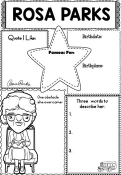 Preview of Graphic Organizer : Rosa Parks, Black History