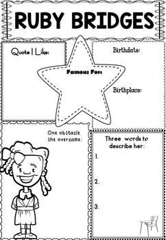 Preview of Graphic Organizer : Ruby Bridges, Black History Month
