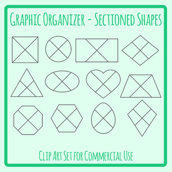 Graphic Organizer Sectioned Into Four Shapes Clip Art Commercial Use