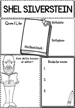 Preview of Graphic Organizer Set : Shel Silverstein : Awesome Authors