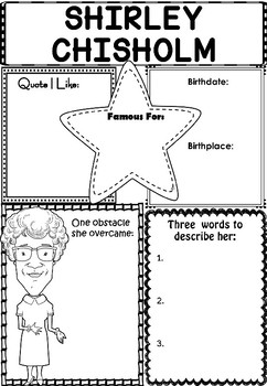 Preview of Graphic Organizer : Shirley Chisholm - Inspiring African American Figures