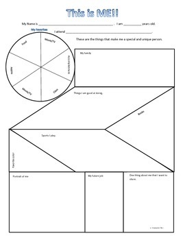 Preview of Graphic Organizer "This Is Who I Am" Self-Esteem Career Goal Setting