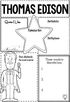 Preview of Graphic Organizer : Thomas Edison