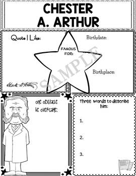 Preview of Graphic Organizer : US Presidents - Chester A. Arthur, American President 21