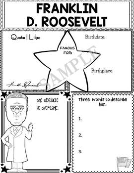 Preview of Graphic Organizer : US Presidents - Franklin D. Roosevelt, American President 32