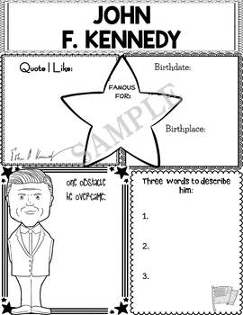 Preview of Graphic Organizer : US Presidents - John F. Kennedy, American President 35