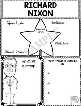 Preview of Graphic Organizer : US Presidents - Richard Nixon, American President 37