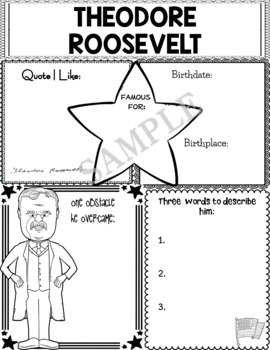 Preview of Graphic Organizer : US Presidents - Theodore Teddy Roosevelt, President 26