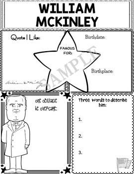 Preview of Graphic Organizer : US Presidents - William McKinley, American President 25