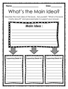 Graphic Organizer: What's the Main Idea? by The Teacher Treasury
