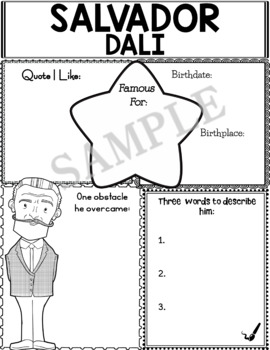 Preview of Graphic Organizer :  World Leaders and Cultural Icons - Salvador Dali