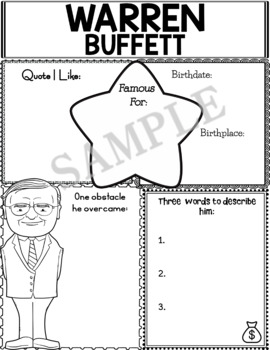 Preview of Graphic Organizer :  World Leaders and Cultural Icons - Warren Buffett
