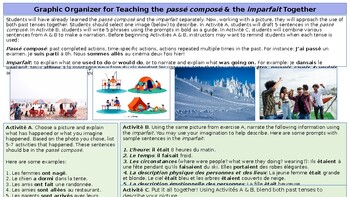 Preview of Graphic Organizer and Activity for the passé composé and imparfait in French