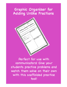 Preview of Graphic Organizer for Adding Unlike Fractions