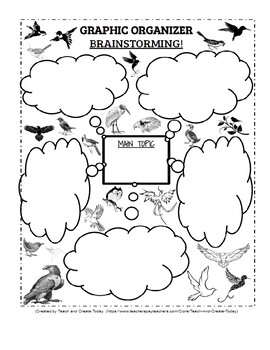 Preview of Graphic Organizer for Brainstorming Birds Theme Fully Editable