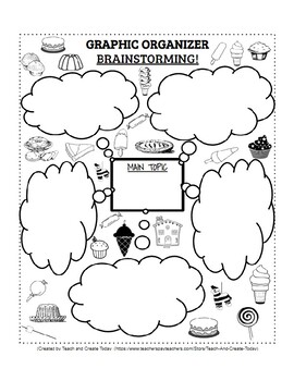 Preview of Graphic Organizer for Brainstorming Candy Desserts Theme Fully Editable