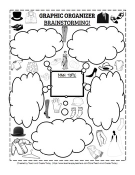 Preview of Graphic Organizer for Brainstorming Clothes Theme Fully Editable
