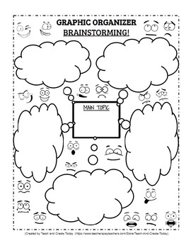 Preview of Graphic Organizer for Brainstorming Emoji Theme Fully Editable