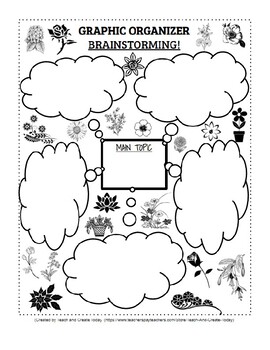 Preview of Graphic Organizer for Brainstorming Flowers Theme Fully Editable